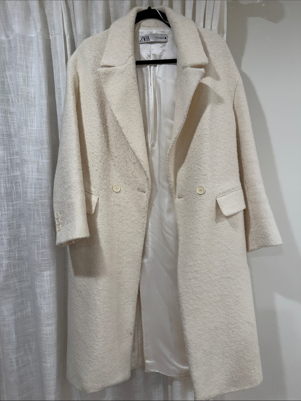 Zara Cream Bouclé Trench Coat